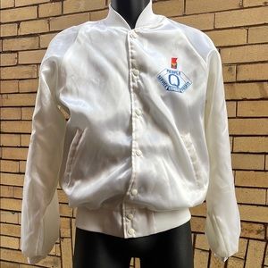 Vintage FedEx Federal Express white snap satin bomber jacket USA Size Medium